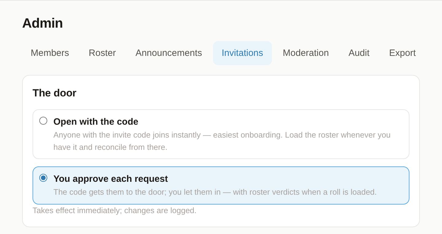 The door: the admin setting that decides how residents join