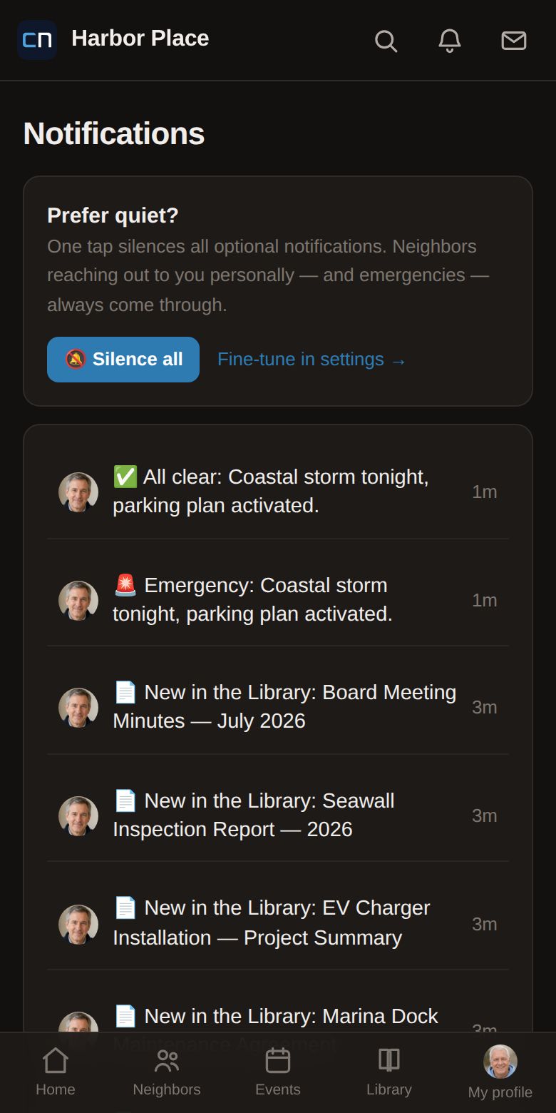 CondoNet in dark mode